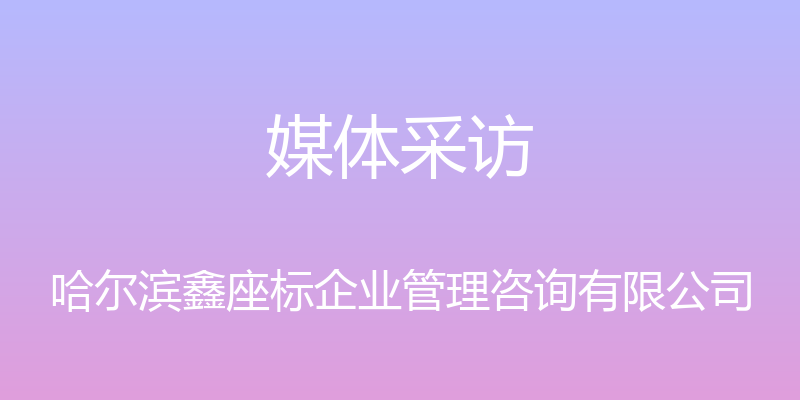 媒体采访 - 哈尔滨鑫座标企业管理咨询有限公司