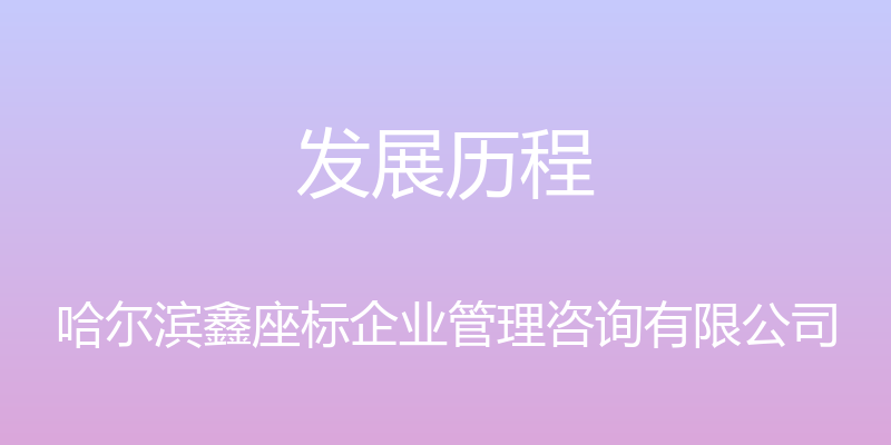 发展历程 - 哈尔滨鑫座标企业管理咨询有限公司