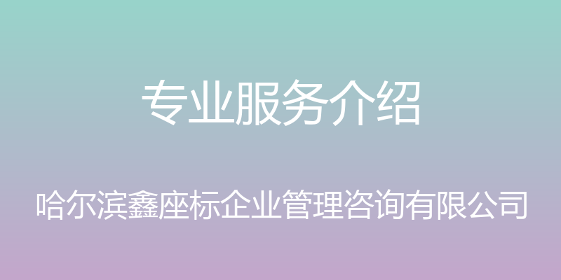 专业服务介绍 - 哈尔滨鑫座标企业管理咨询有限公司