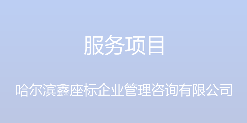 服务项目 - 哈尔滨鑫座标企业管理咨询有限公司