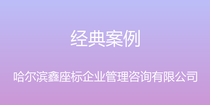 经典案例 - 哈尔滨鑫座标企业管理咨询有限公司