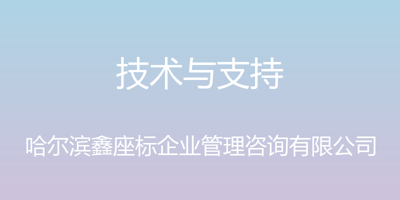 技术与支持 - 哈尔滨鑫座标企业管理咨询有限公司