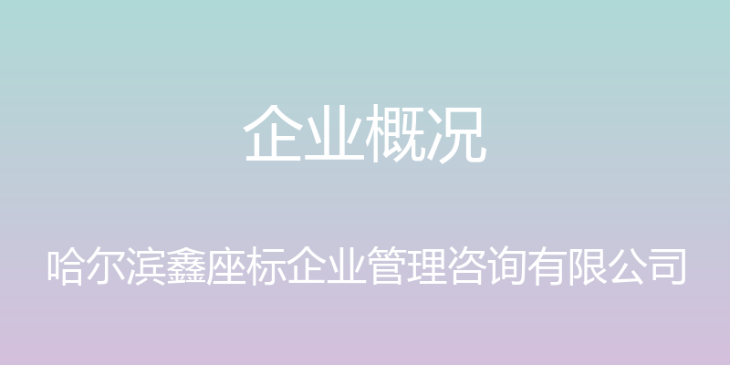 企业概况 - 哈尔滨鑫座标企业管理咨询有限公司