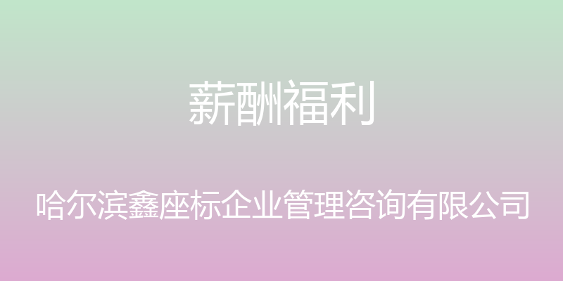 薪酬福利 - 哈尔滨鑫座标企业管理咨询有限公司