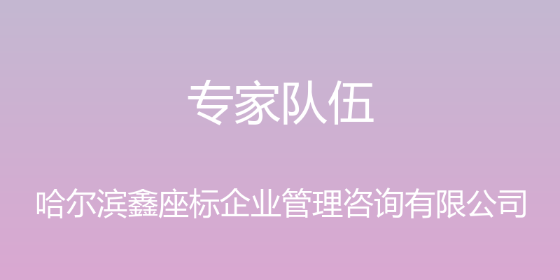 专家队伍 - 哈尔滨鑫座标企业管理咨询有限公司